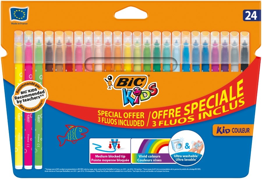 Feutre De 12 Bic Kids - Colour & Erase