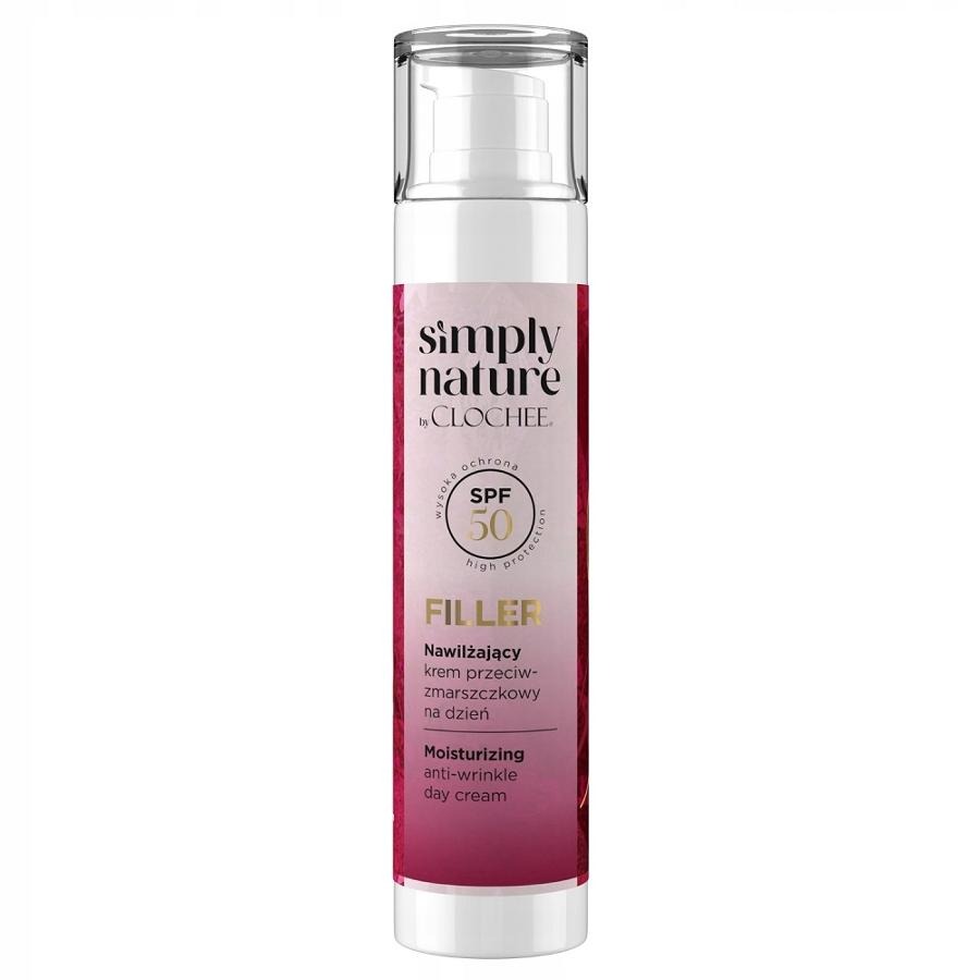 Clochee, Simply Nature Filler, nawilżający krem przeciwzmarszczkowy na dzień SPF50, 50 ml