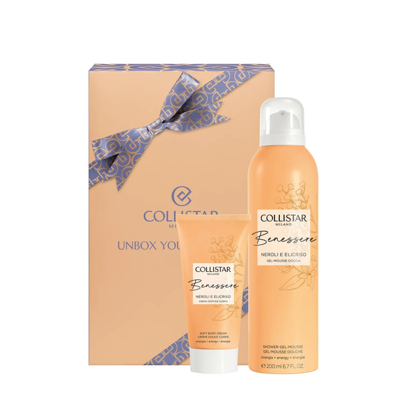Collistar, Unbox Your Wellness, zestaw: żel-mus pod prysznic, 200 ml + puszysty krem do ciała, 50 ml