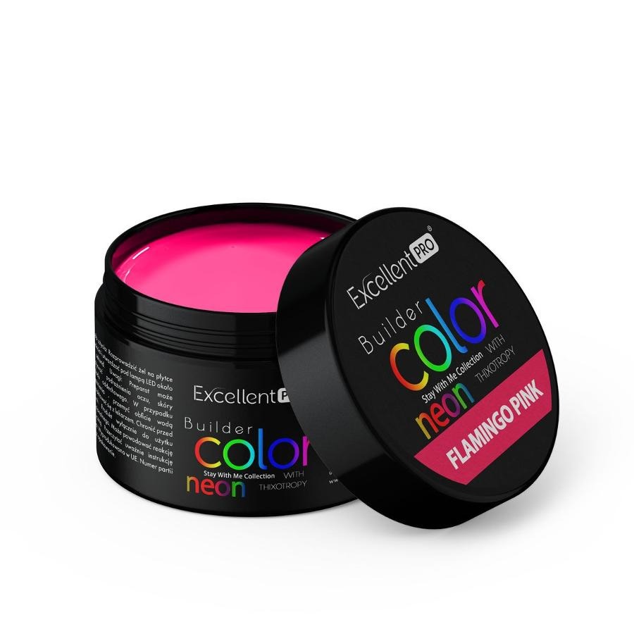 Excellent PRO, Builder Color Neon With Thixotropy, żel budujący, Flamingo Pink, 15g