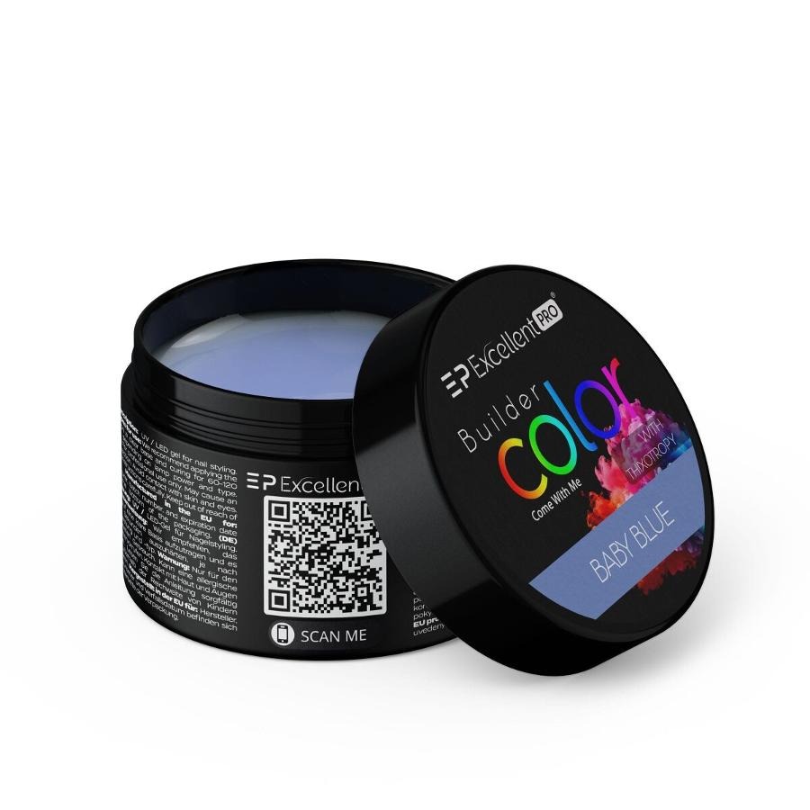 Excellent PRO, Builder Color With Thixotropy Pastel, żel budujący, Baby Blue, 15g