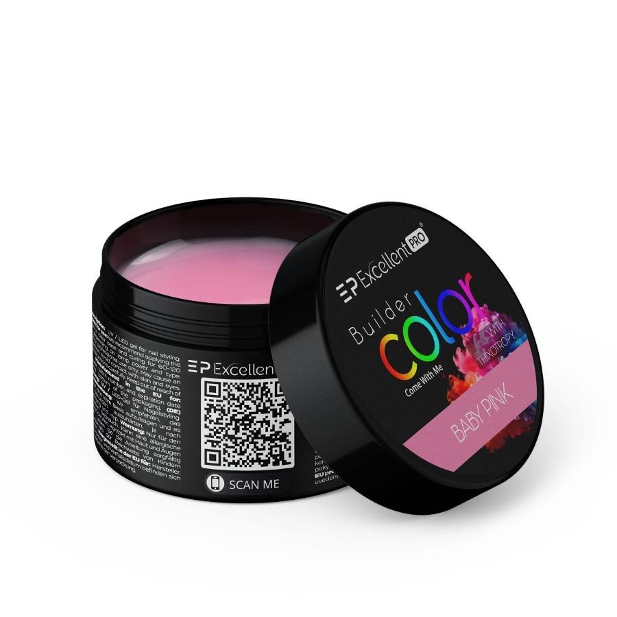 Excellent PRO, Builder Color With Thixotropy Pastel, żel budujący, Baby Pink, 15g