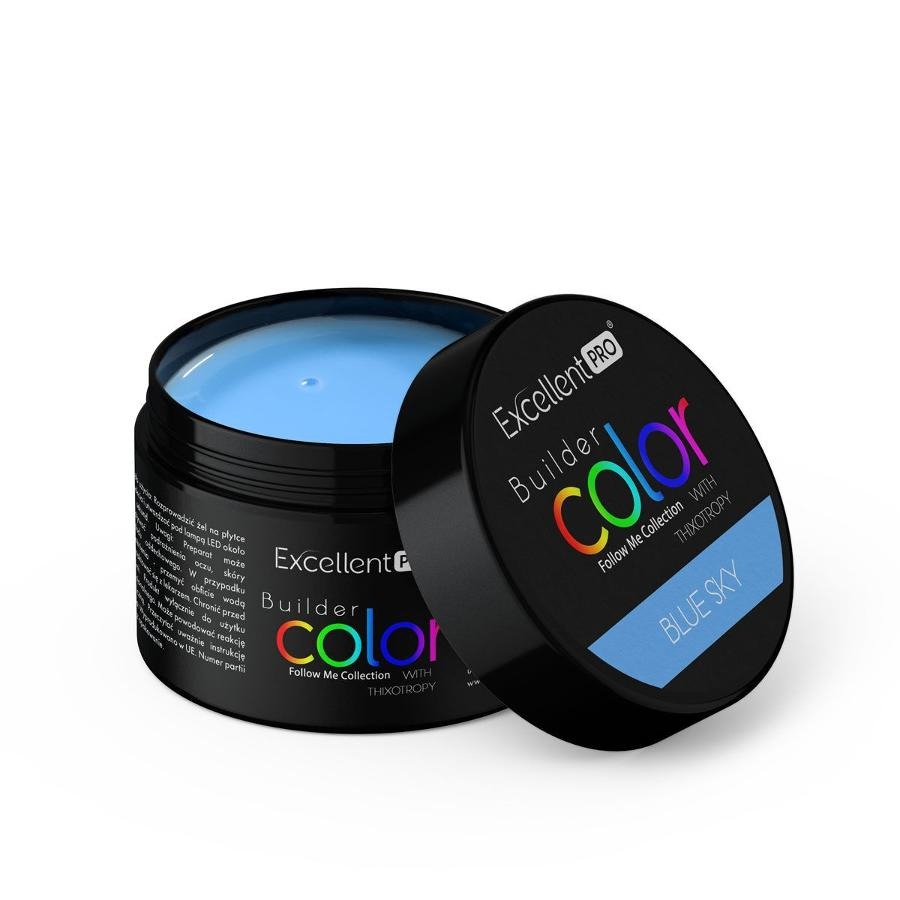 Excellent PRO, Builder Color With Thixotropy, żel budujący, Blue Sky, 15g