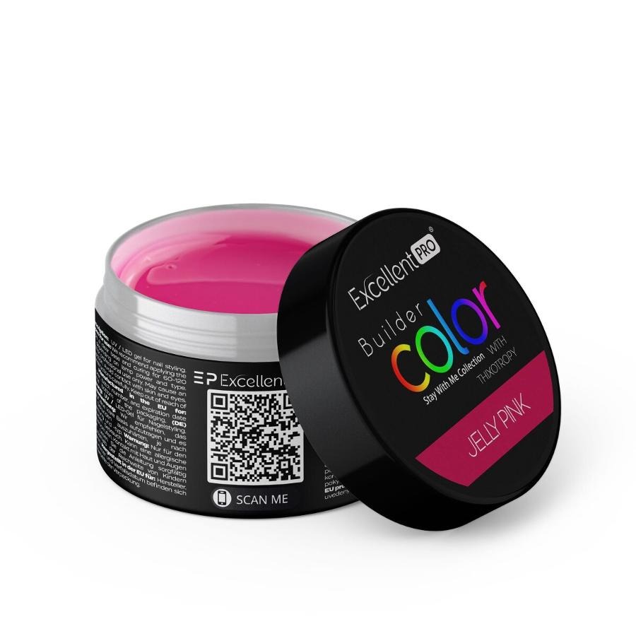 Excellent PRO, Builder Color With Thixotropy, żel budujący, Jelly Pink, 15g