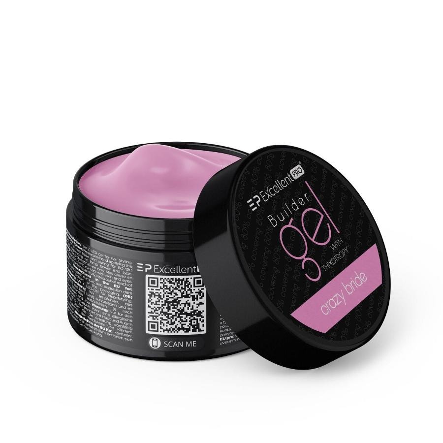 Excellent PRO, Builder Gel With Thixotropy, żel budujący, Crazy Bride, 15g