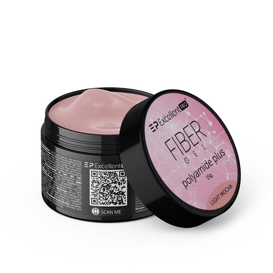 Excellent PRO, Fiber Gel Polyamide Plus, żel budujący, Light Mocha, 15g