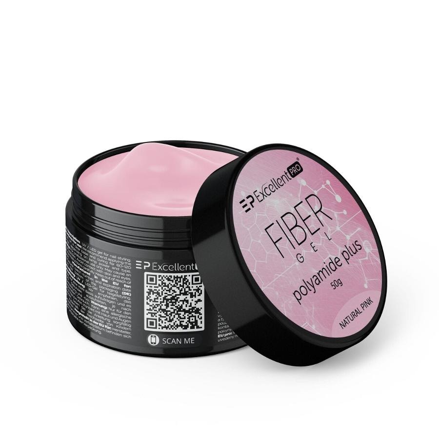 Excellent PRO, Fiber Gel Polyamide Plus, żel budujący, Natural Pink, 50g