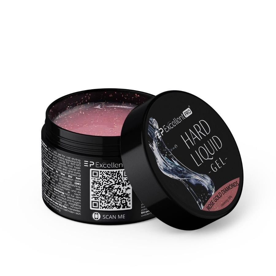 Excellent PRO, Hard Liquid Gel, żel budujący, Rose Gold Diamonds, 15g