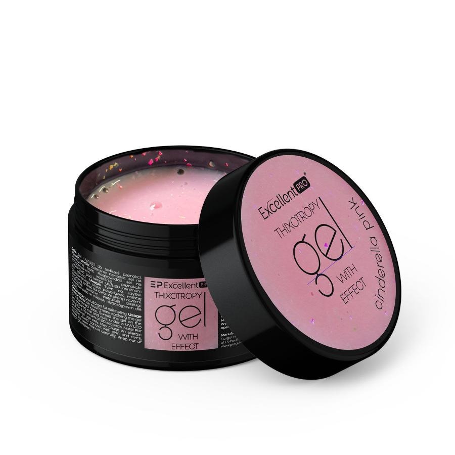 Excellent PRO, Thixotropy Gel With Effect, żel budujący, Cinderella Pink, 15g