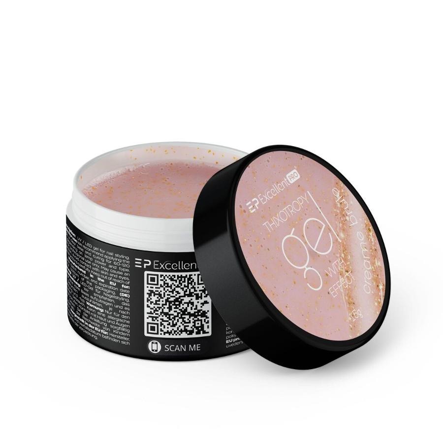 Excellent PRO, Thixotropy Gel With Effect, żel budujący, Creame Brule, 15g