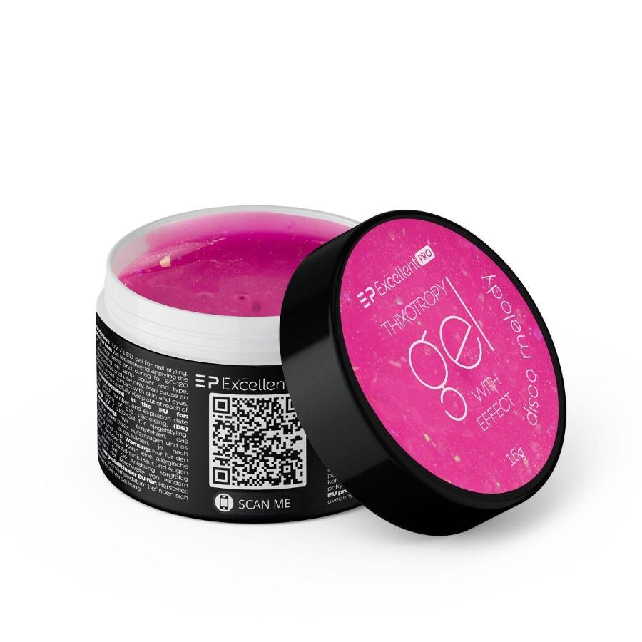 Excellent PRO, Thixotropy Gel With Effect, żel budujący, Disco Melody, 15g