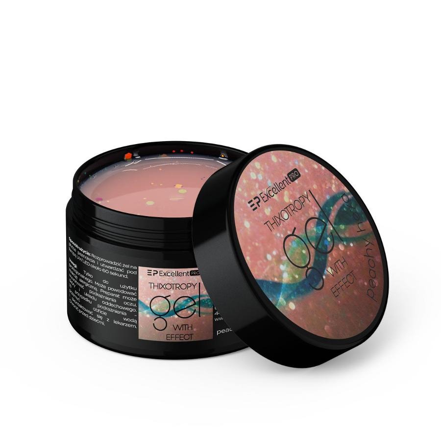 Excellent PRO, Thixotropy Gel With Effect, żel budujący, Peachy Hexa, 15g