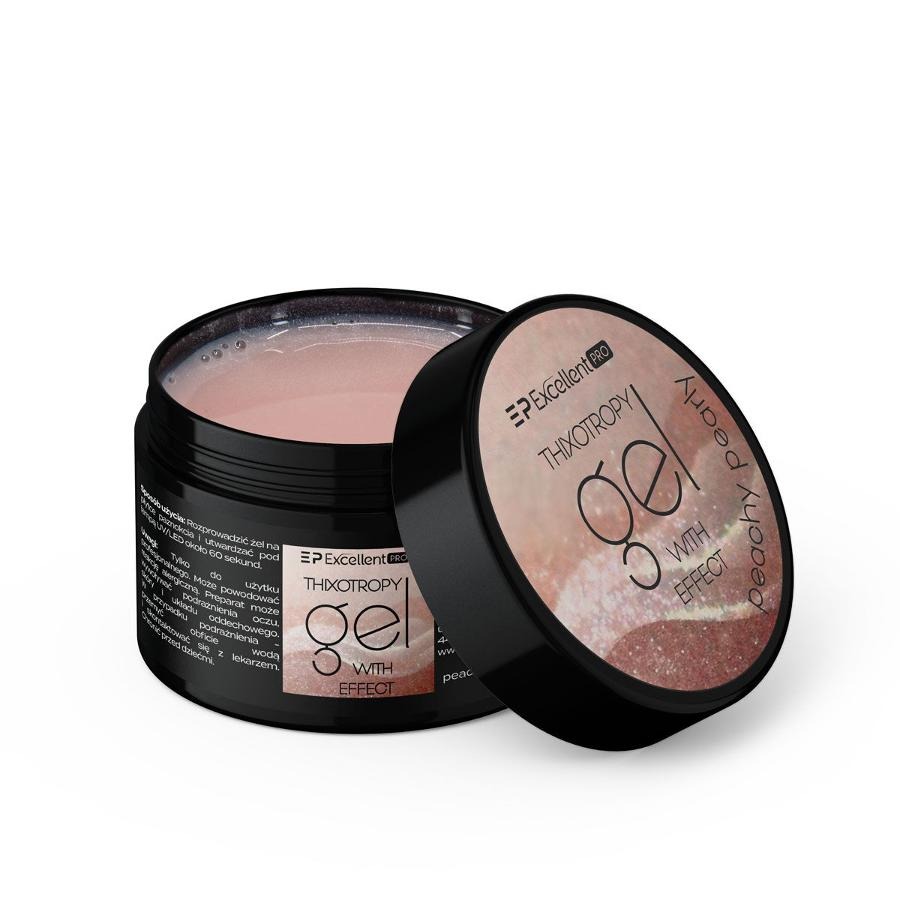 Excellent PRO, Thixotropy Gel With Effect, żel budujący, Peachy Pearly, 15g