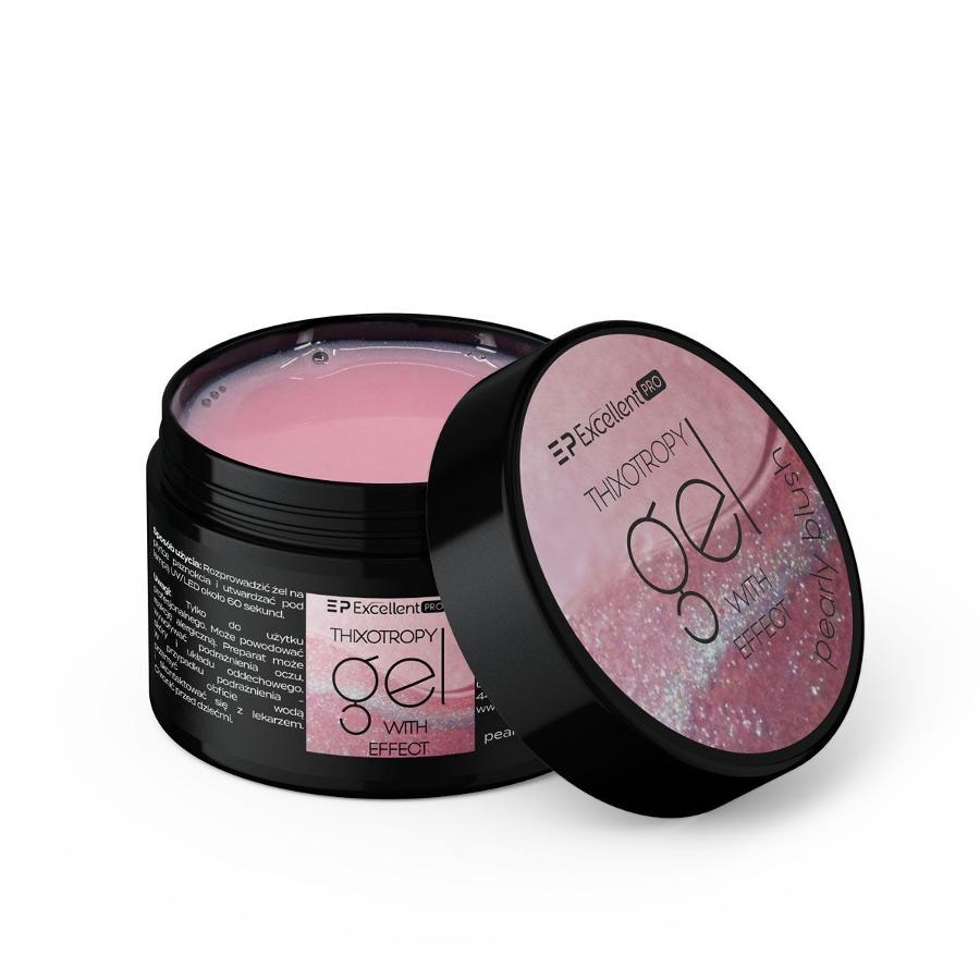 Excellent PRO, Thixotropy Gel With Effect, żel budujący, Pearly Blush, 15g