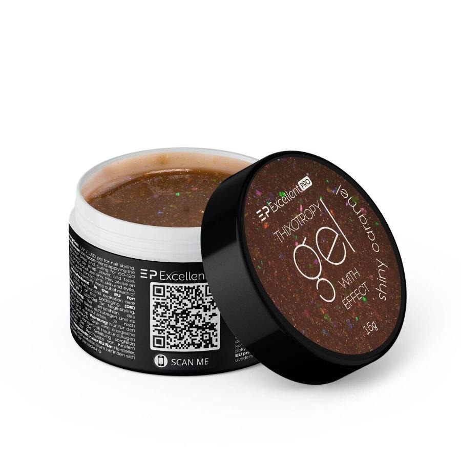 Excellent PRO, Thixotropy Gel With Effect, żel budujący, Shiny Caramel, 15g