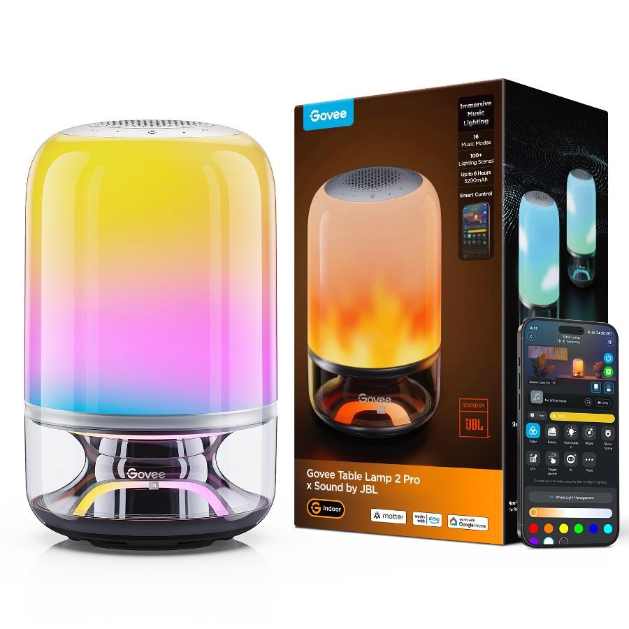 Govee, Table Lamp 2, lampa LED, RGBICWW, 600lm, Wi-Fi, Bluetooth, 5200mAh, H6020