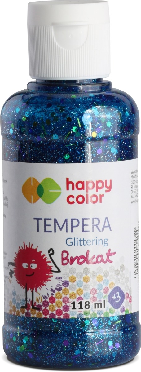 Happy Color, farba tempera, brokatowa, niebieski, 118 ml