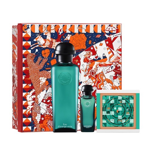 Hermes, Eau d'Orange Verte, zestaw: woda kolońska, spray, 100 ml + woda kolońska, 7,5 ml + mydło w kostce, 50g