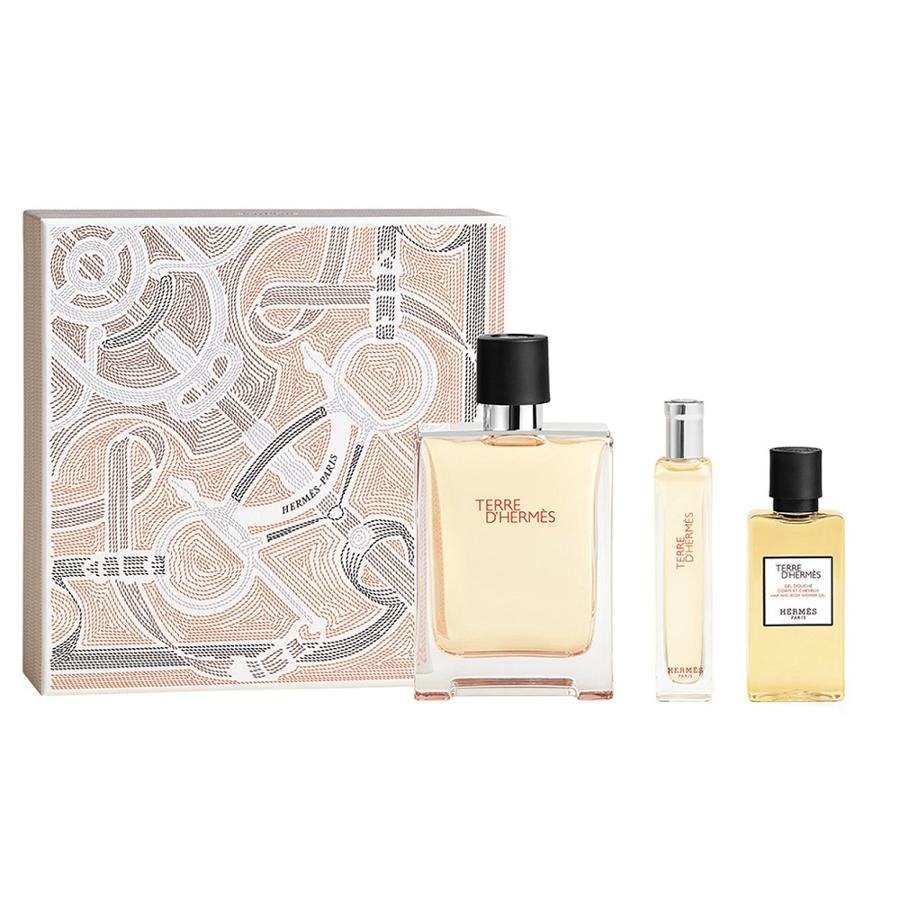 Hermes, Terre D'Hermes, zestaw: woda toaletowa, spray, 100 ml + woda toaletowa, spray, 15 ml + żel pod prysznic, 40 ml