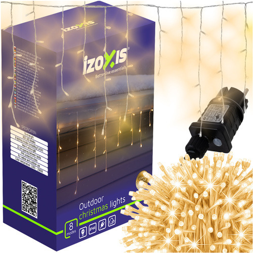 Izoxis, lampki zewnętrzne, 300 LED, 15m, ciepły biały