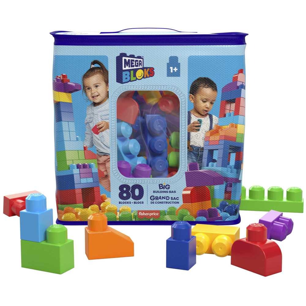 Mega Bloks, Torba niebieska, klocki, 80 elementów