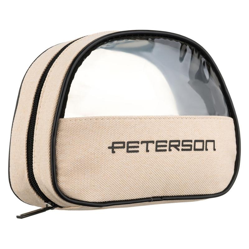 Peterson, kosmetyczka, z tkaniny syntetycznej, z przezroczystym panelem, beżowo-czarna