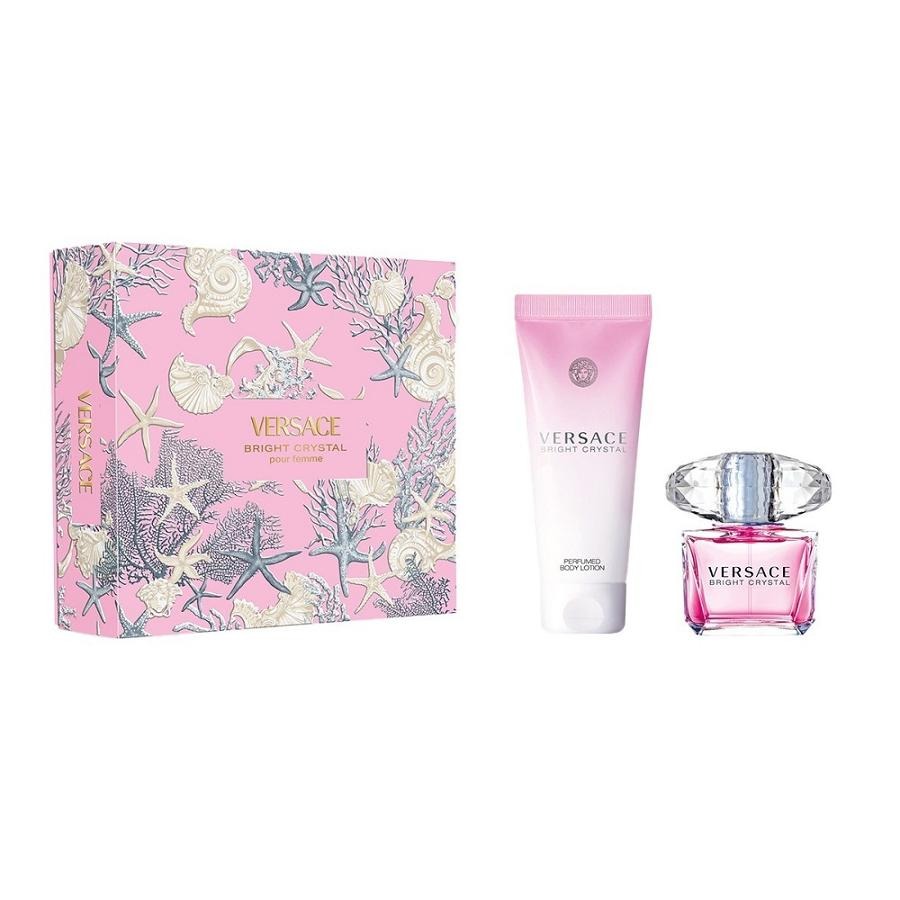 Versace, Bright Crystal, zestaw: woda toaletowa, spray, 90 ml + balsam do ciała, 150 ml