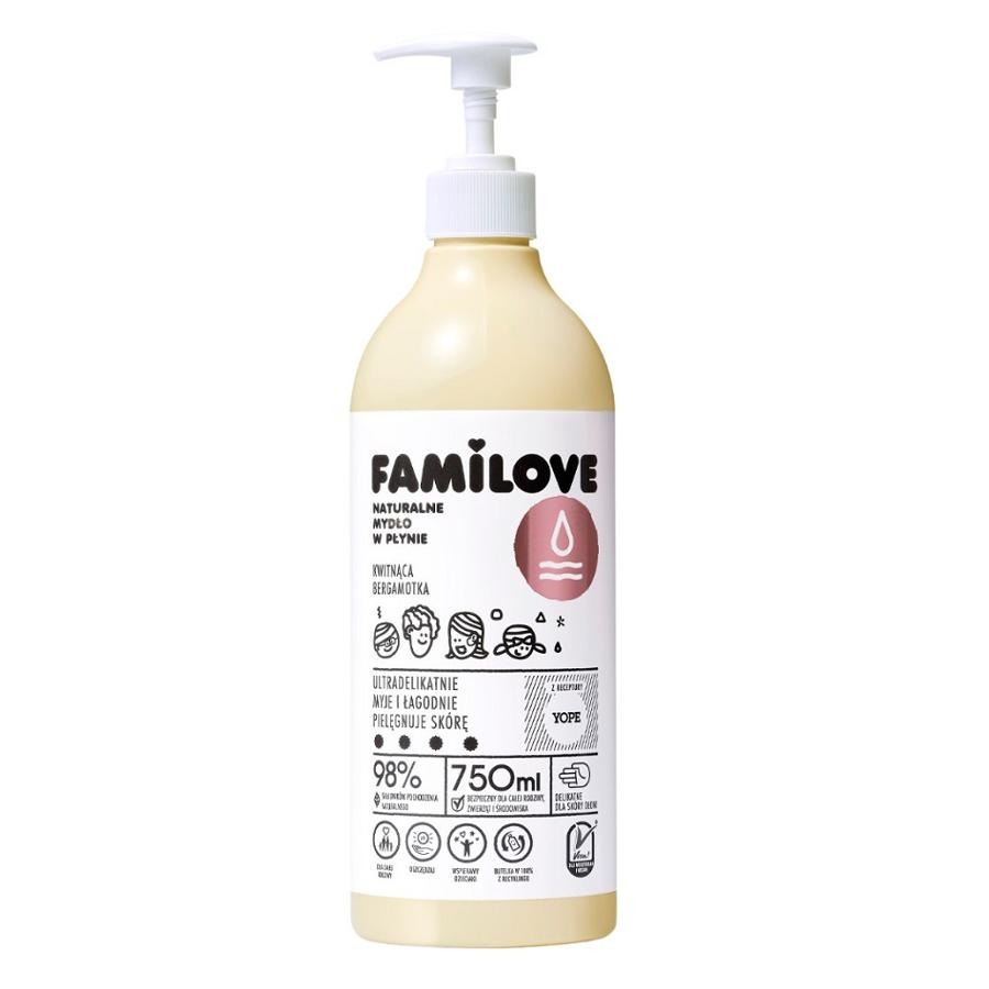 Yope, Familove, naturalne mydło w płynie, Kwitnąca Bergamotka, 750 ml