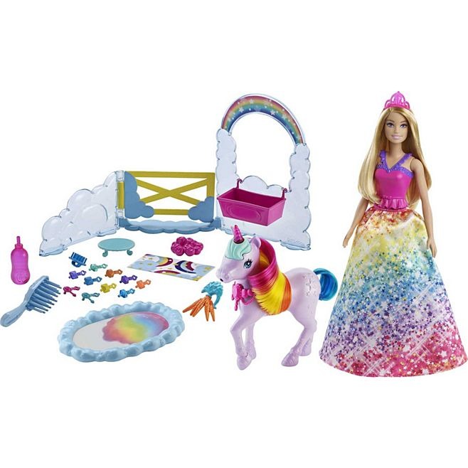 Barbie, Dreamtopia, Księżniczka i jednorożec, zestaw z lalką i akcesoriami