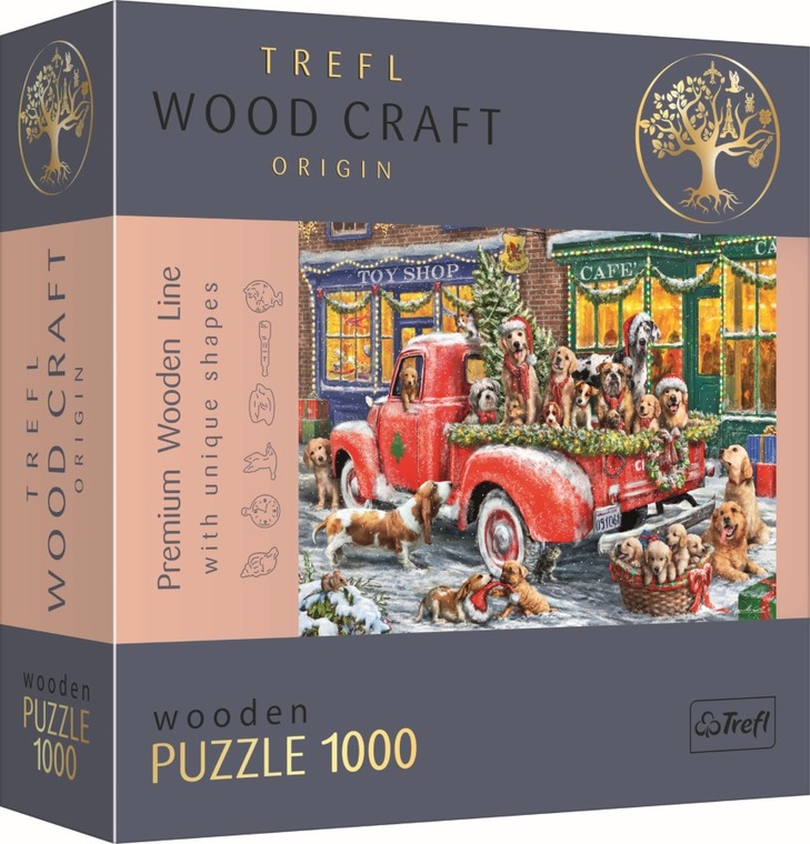 Trefl, Wood Craft, Pomocnicy Świętego Mikołaja, puzzle drewniane, 1000 elementów
