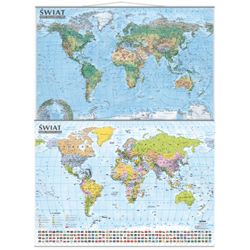 Świat. Mapa polityczna i krajobrazowa - oprawiona w listwy 1:31 000 000