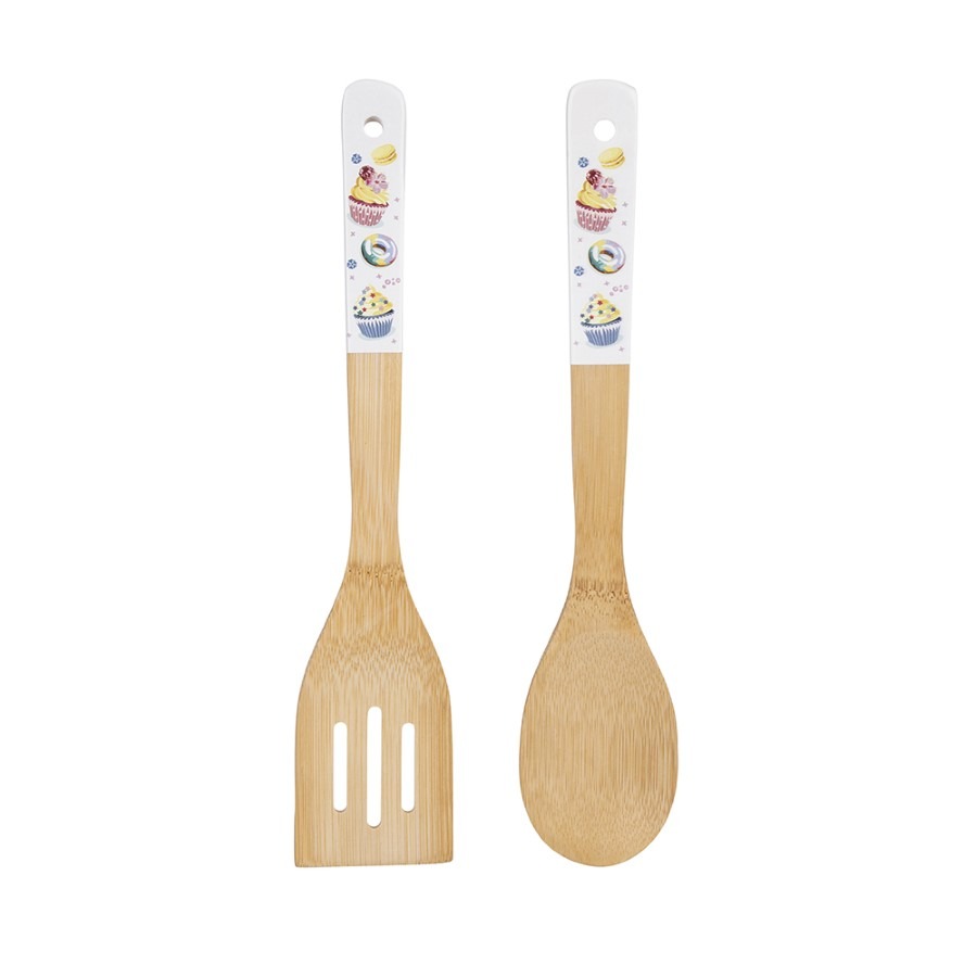 Altom design, Babcine Słodkości, narzędzia kuchenne, bambusowe, łyżka + łopatka z dekoracją Altom design, Babcine Słodkości, narzędzia kuchenne, bambusowe, łyżka + łopatka z dekoracją