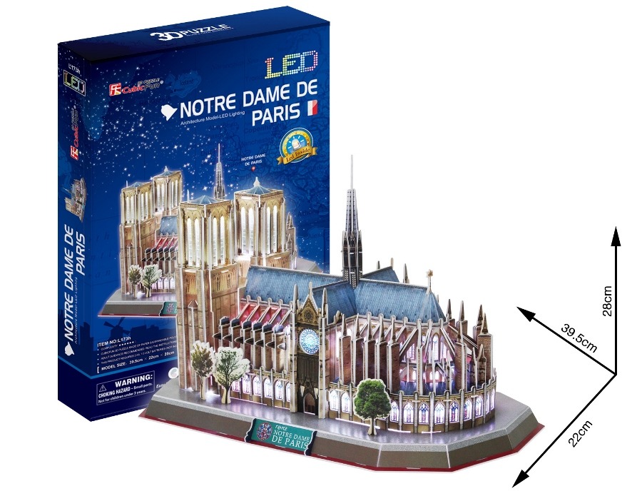 Cubic Fun, Katedra Notre Dame, puzzle 3D LED, 149 elementów
