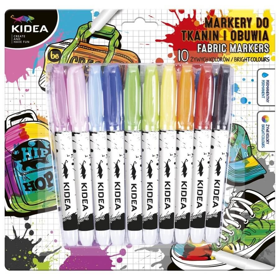 Kidea, markery do obuwia i tkanin, 10 kolorów Kidea, markery do obuwia i tkanin, 10 kolorów