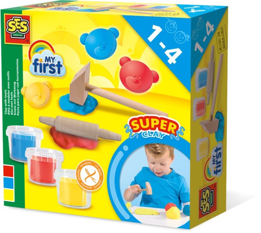 SES Creative, moja pierwsza ciastolina, z narzędziami i foremkami 3x 90 g