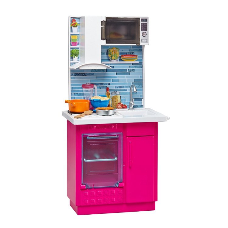 Barbie, Minikuchnia, zestaw z lalką i akcesoriami